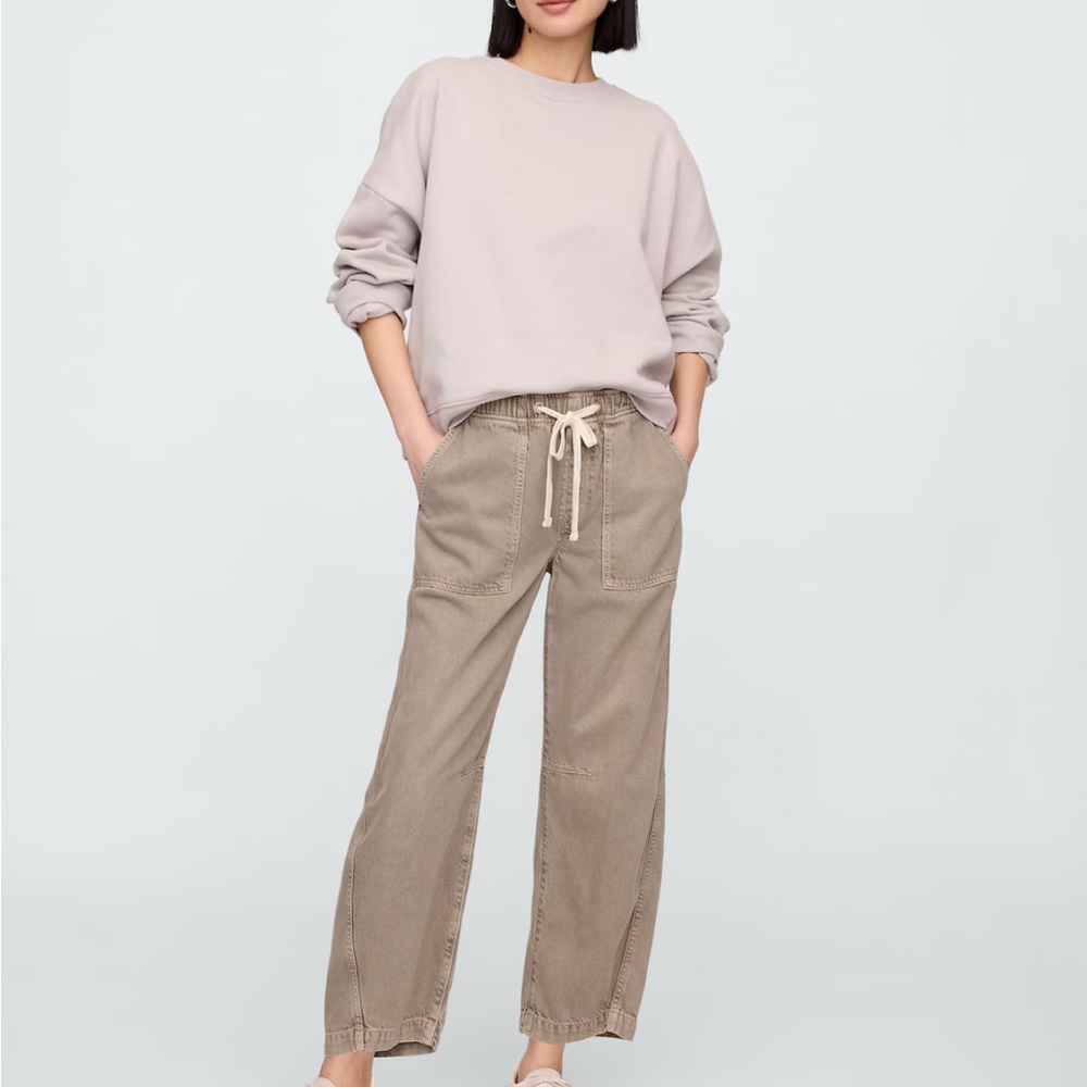 GAP Factory Tan Trousers Relaxed Fit Drawstring Waist